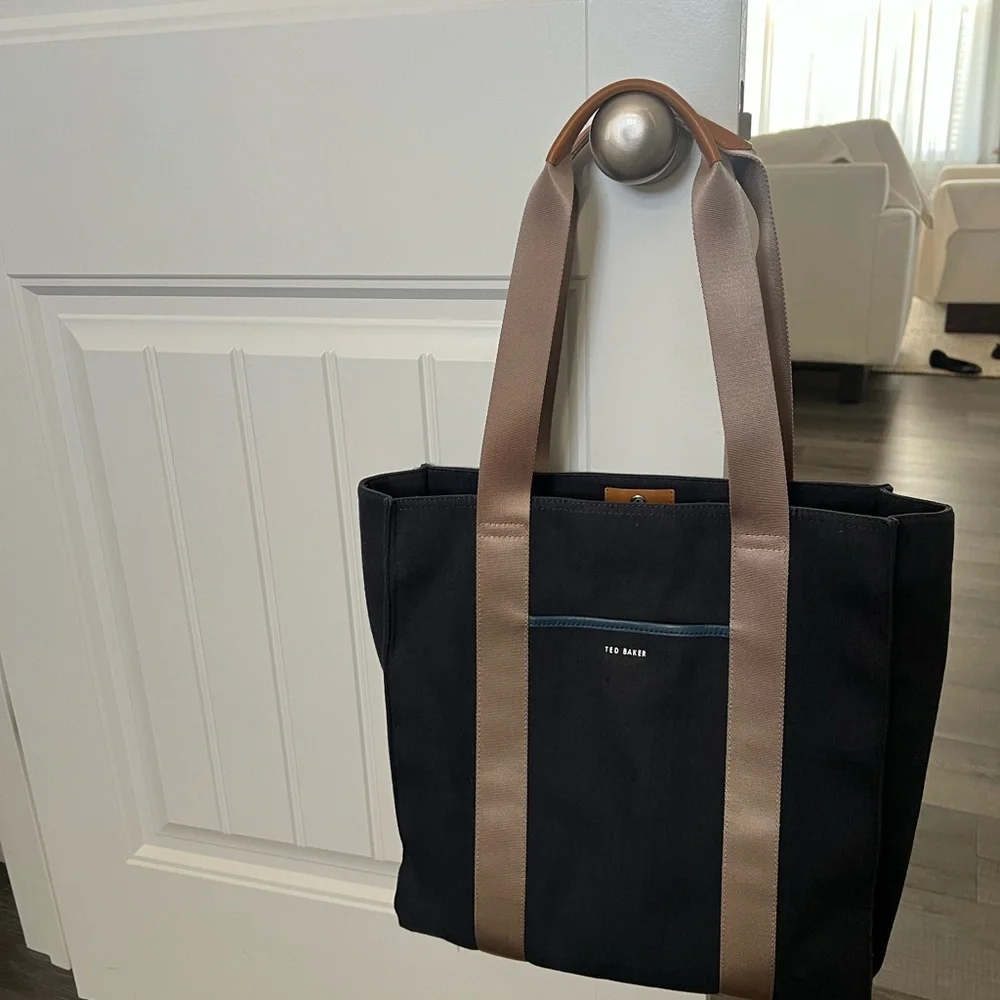 Ted Baker Navy Tote with Tan Straps